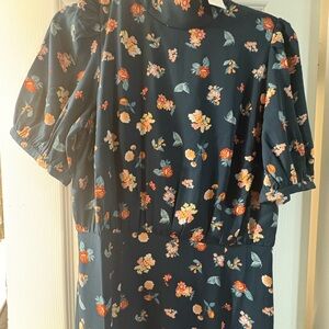 Ann Taylor Floral Print Dress with Puff Sleeves Size 4